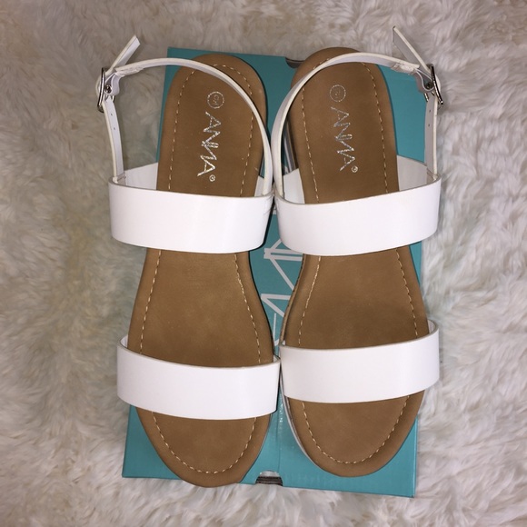NIB Anna White Strappy Platform Wedge Cork Sandals - Picture 3 of 8